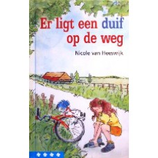 Er ligt een duif op de weg